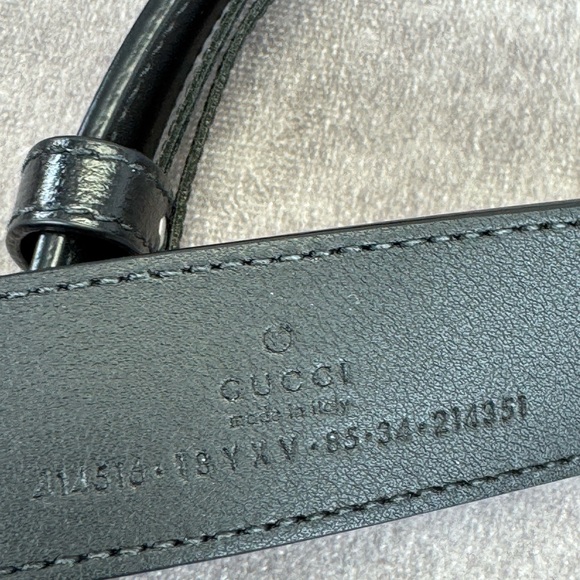 Gucci Azalea Double G Calfskin Enamel Monochrome Belt Black 414516 85/34 - Picture 5 of 8